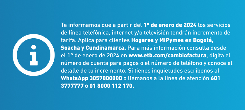 Información regulatoria servicios y procesos ETB.