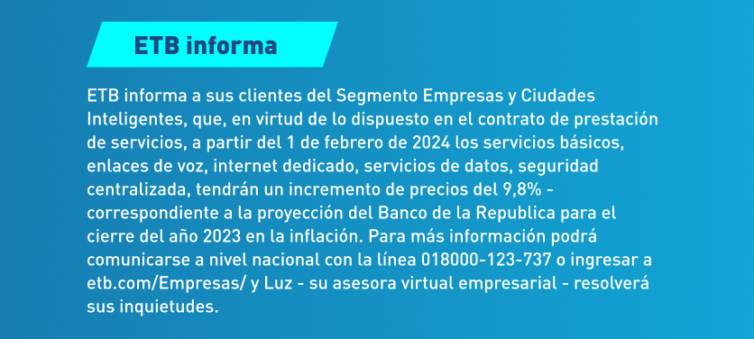 Información regulatoria servicios y procesos ETB.